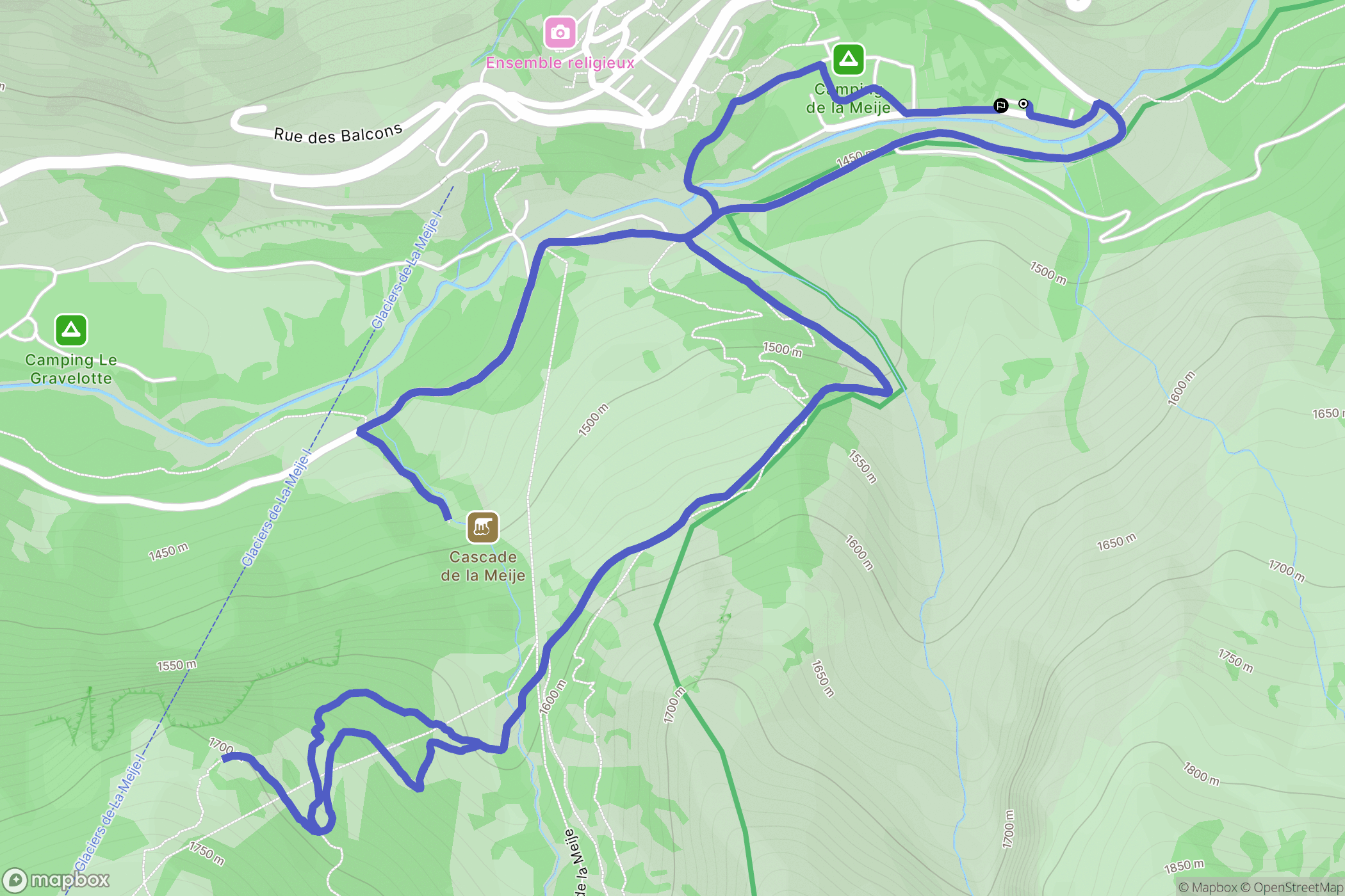 La Grave : carte du parcours de randonnée - France