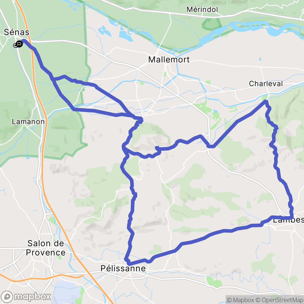 Sénas : carte du parcours de randonnée - France
