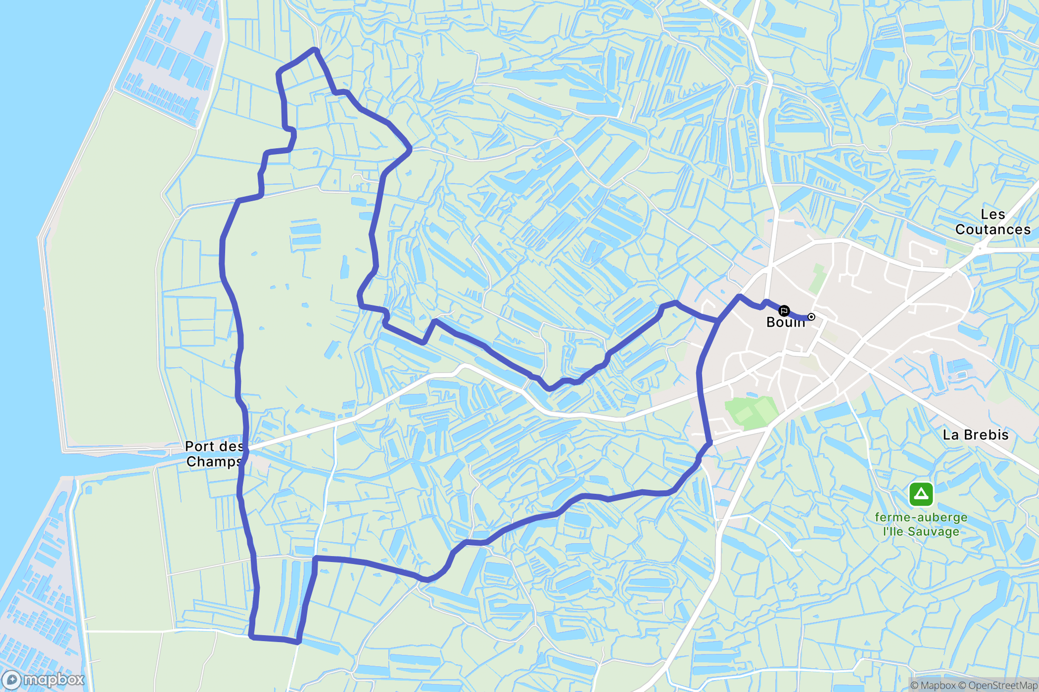Bouin : carte du parcours de randonnée - France