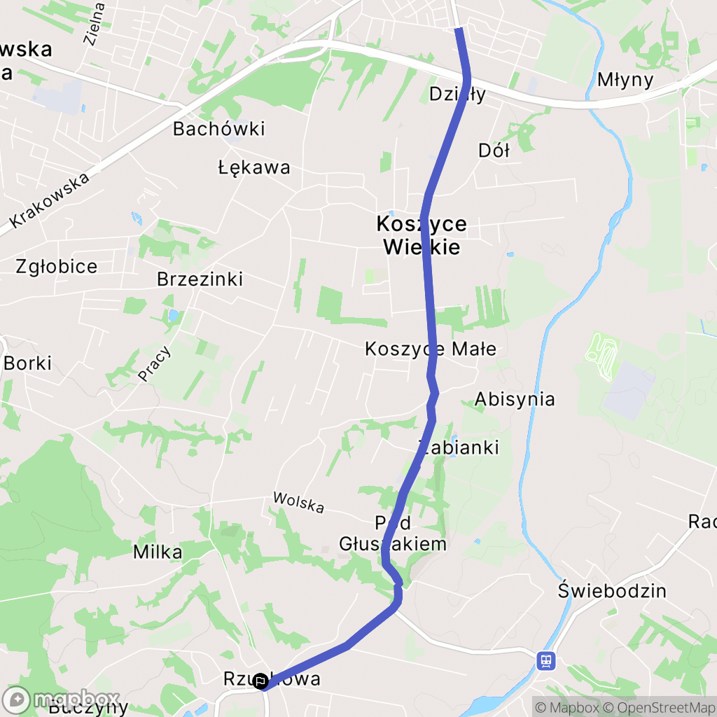 Rzuchowa: mapa trasy - Poland