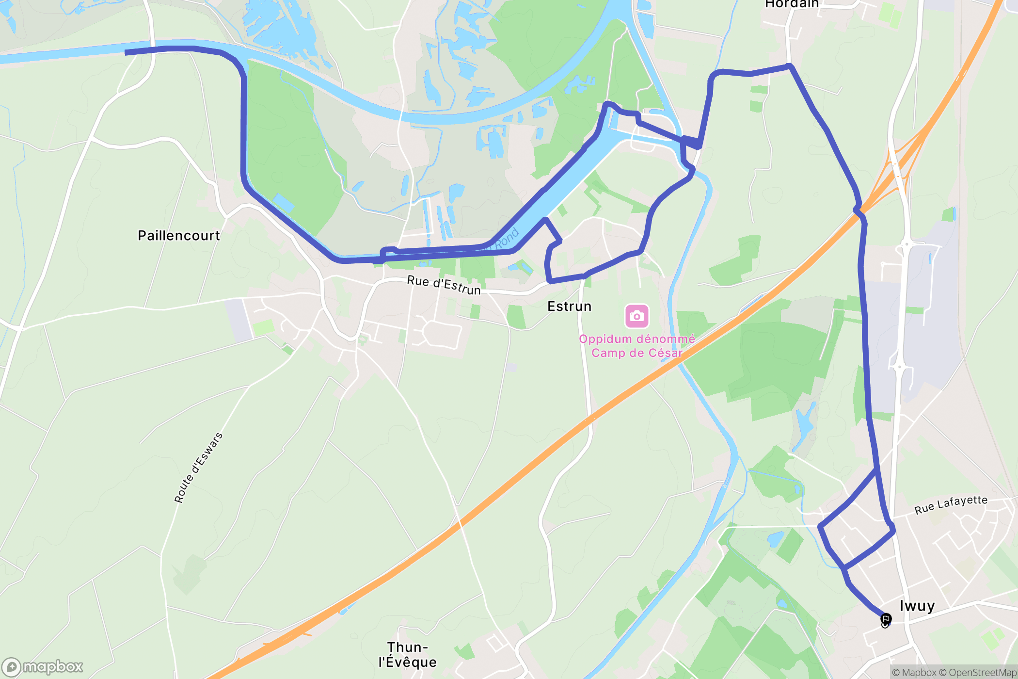 Iwuy : carte du parcours de randonnée - France