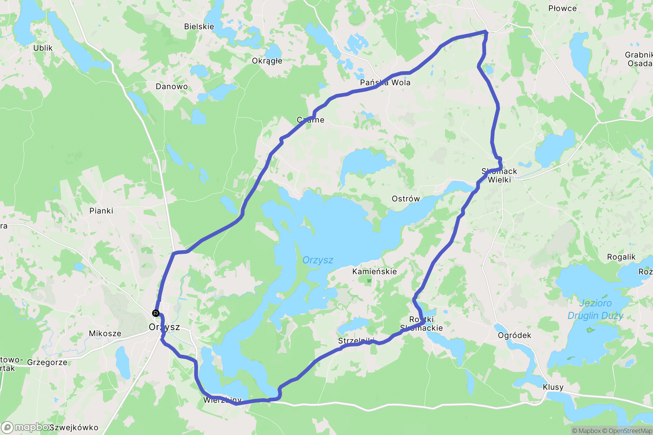Orzysz: mapa trasy - Poland