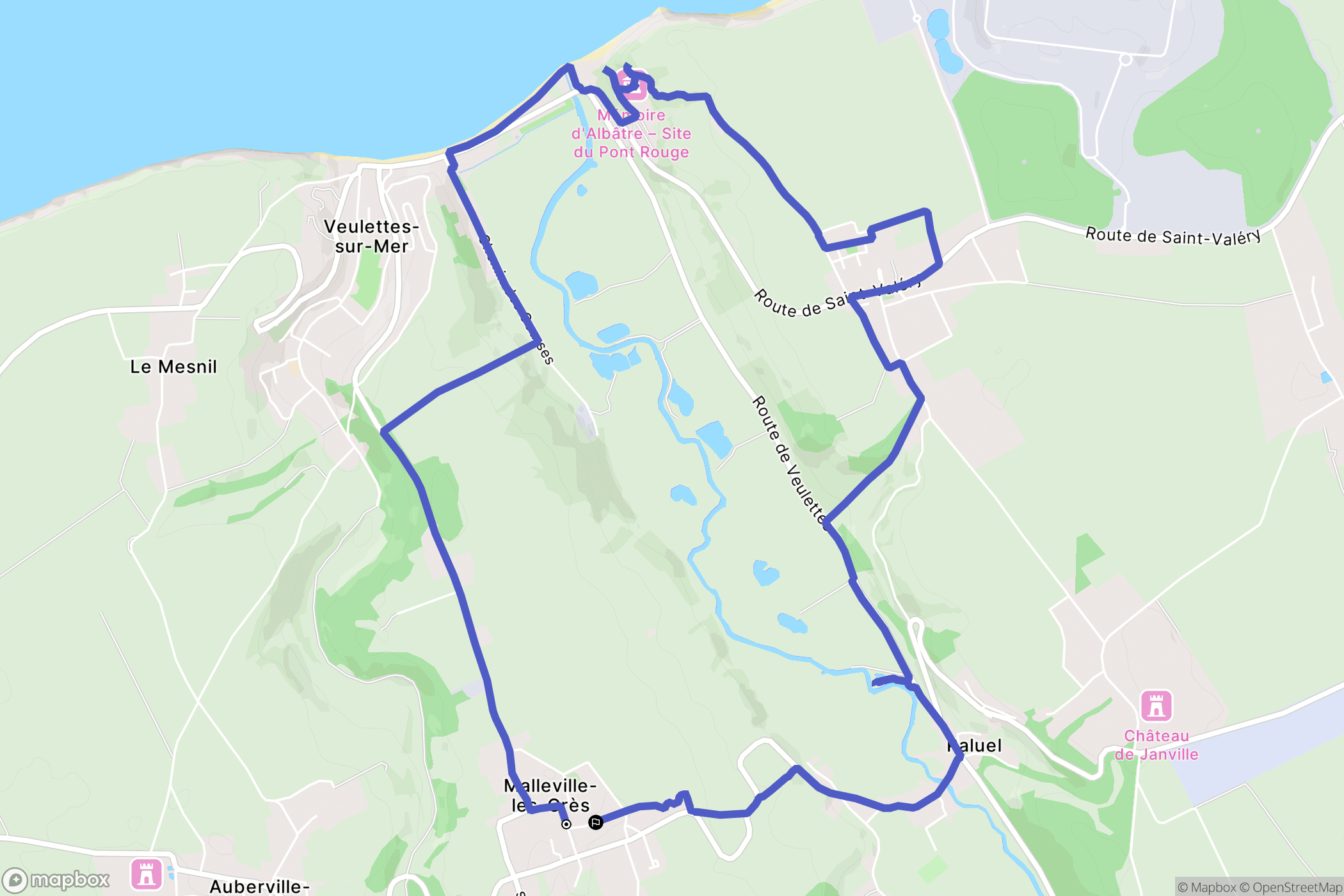Malleville-les-Grès : carte du parcours de randonnée - France