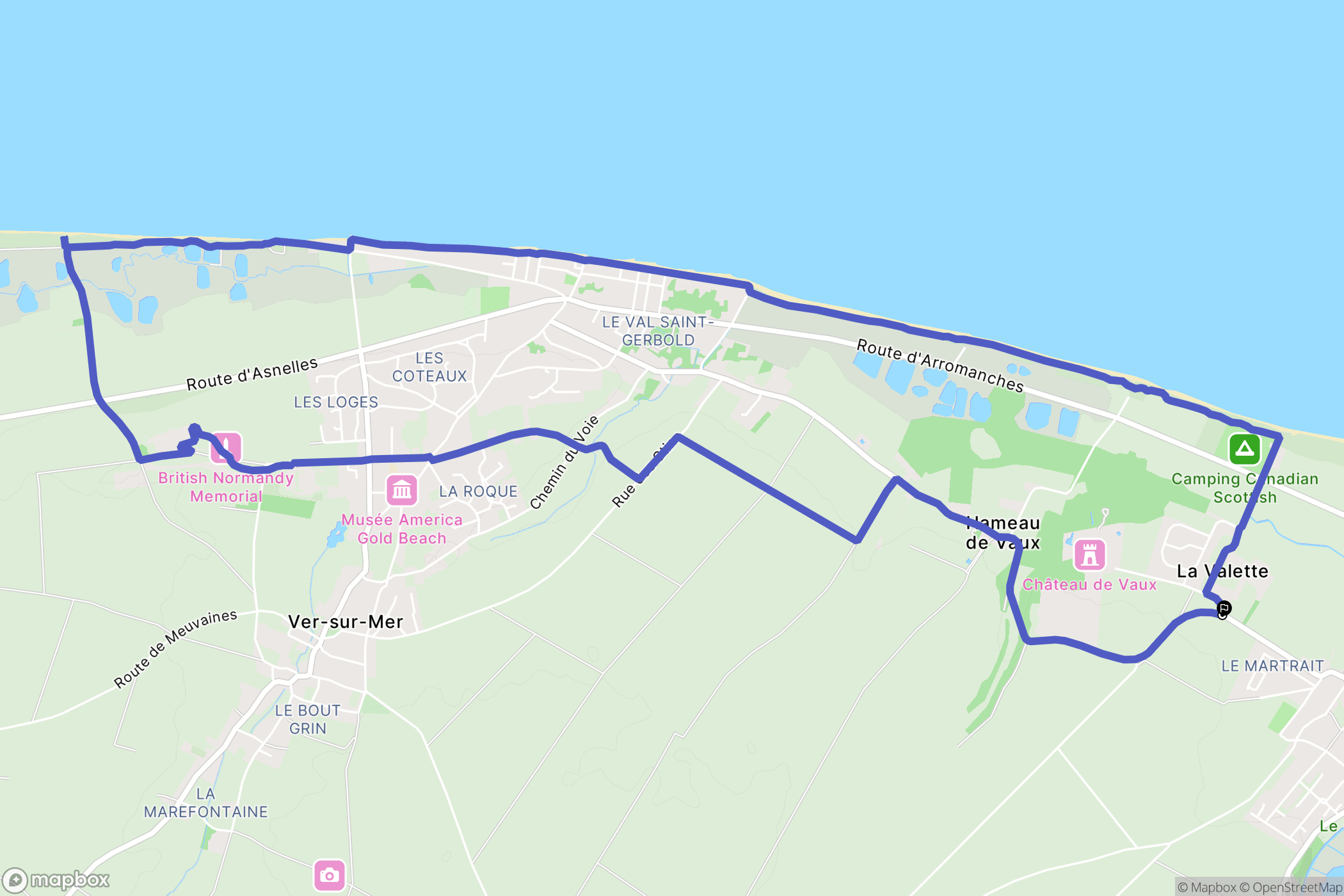 Graye-sur-Mer : carte du parcours de randonnée - France