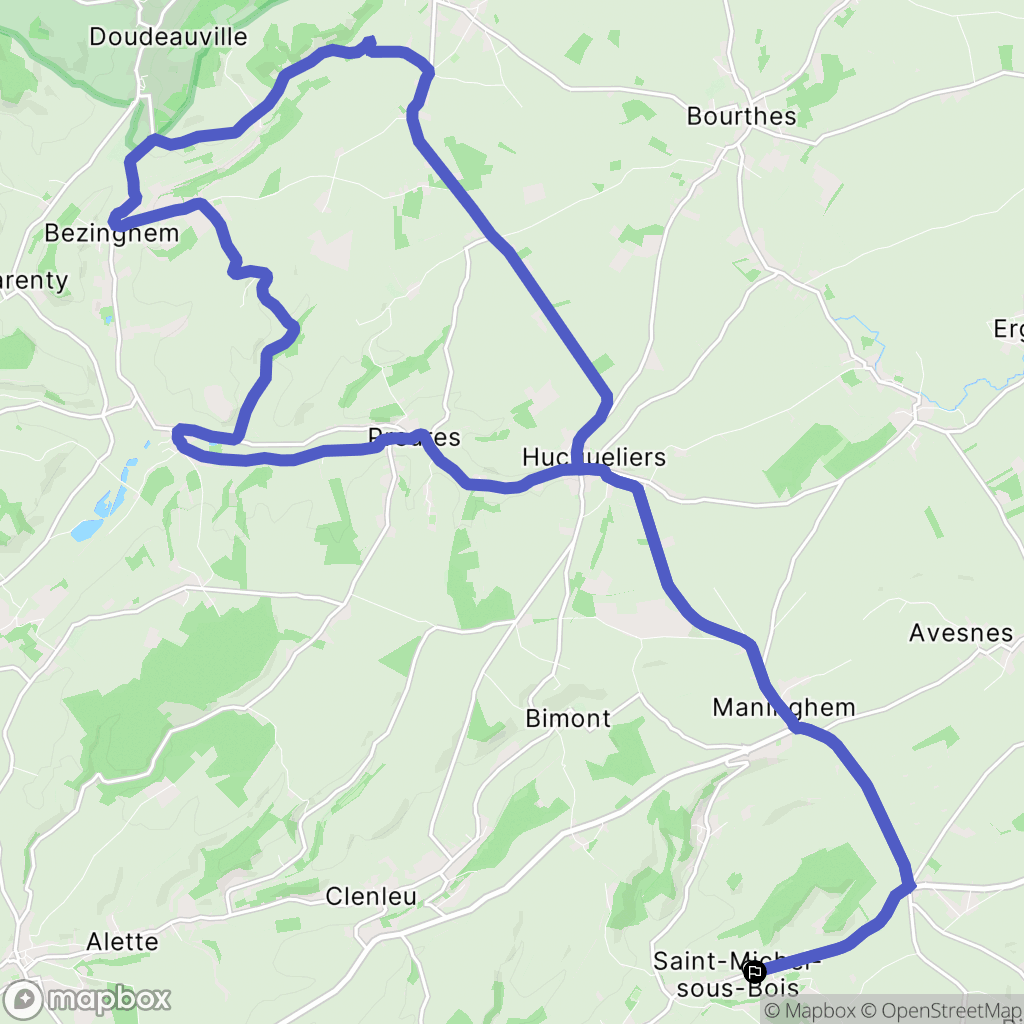 Saint-Michel-sous-Bois : carte du parcours de randonnée - France