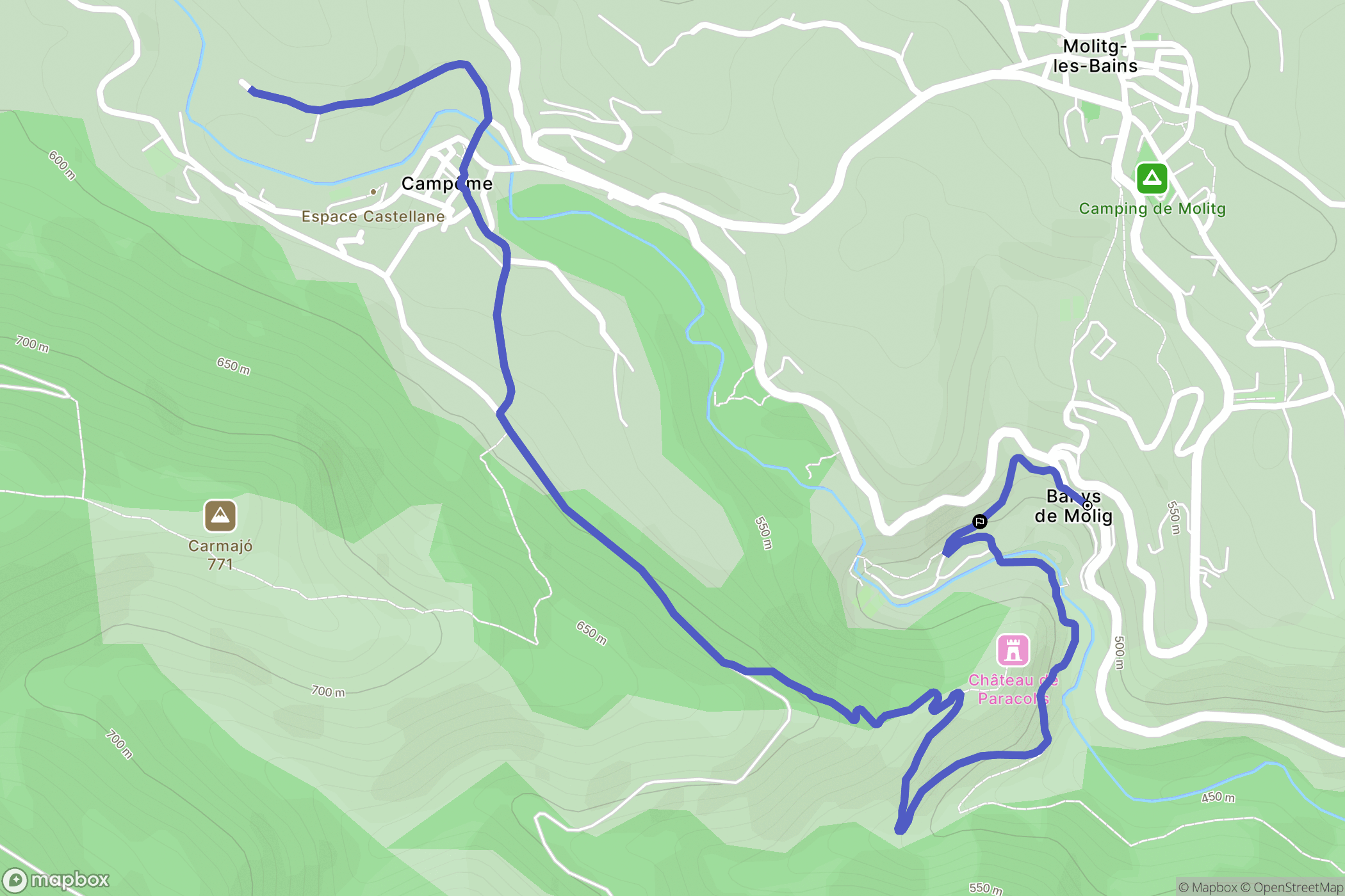 Molitg-les-Bains : carte du parcours de randonnée - France