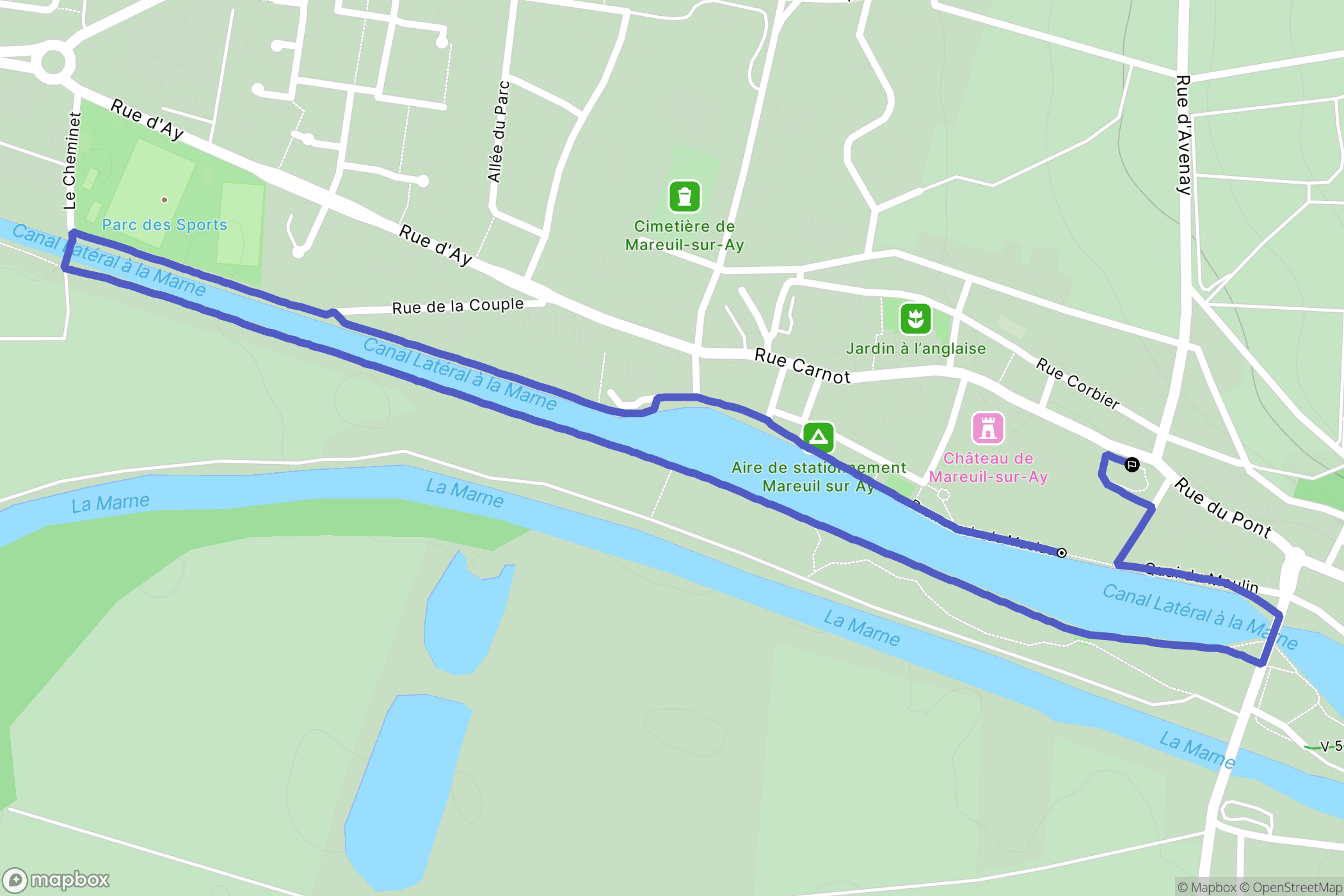 Aÿ-Champagne : carte du parcours de randonnée - France
