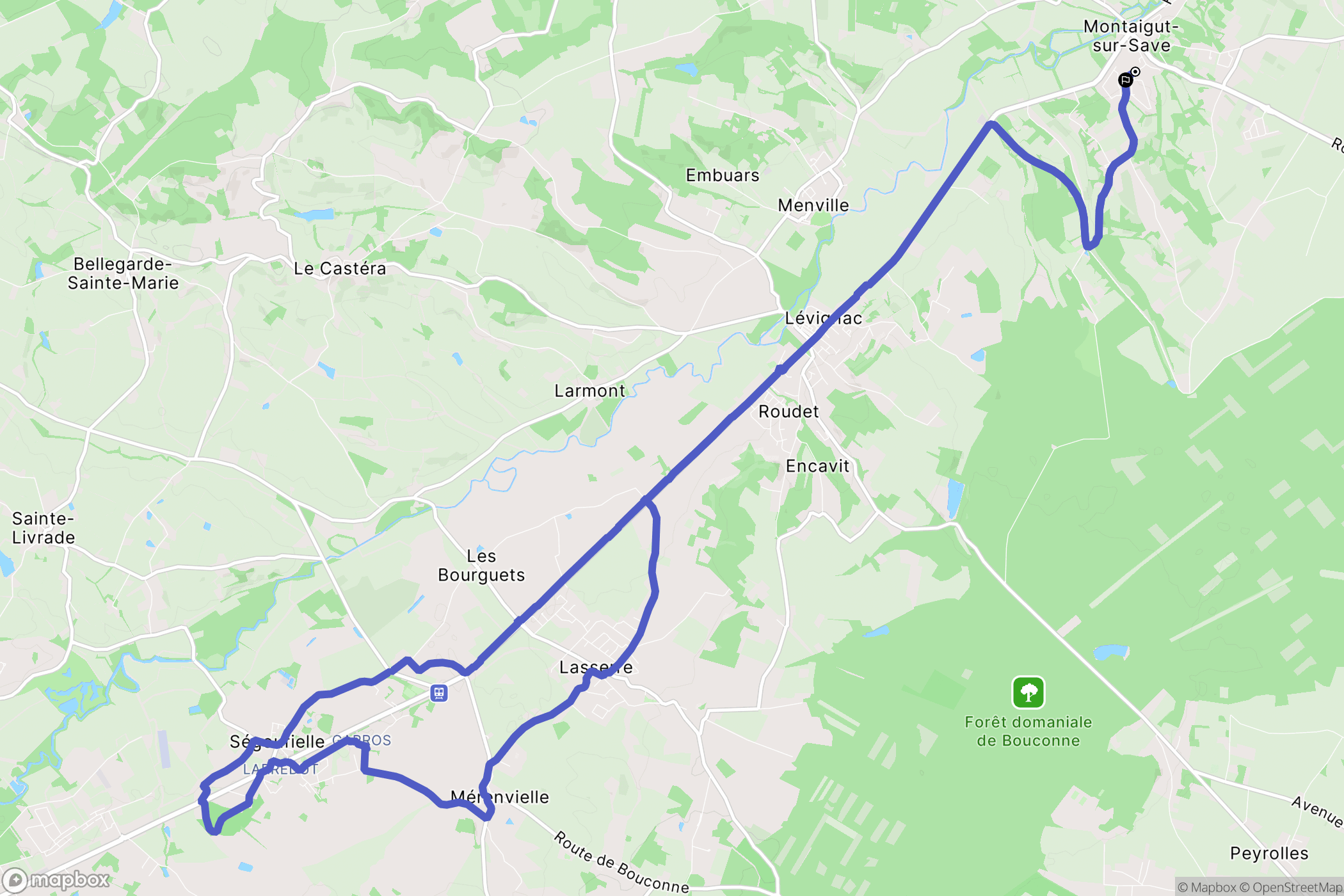 Montaigut-sur-Save : carte du parcours de randonnée - France