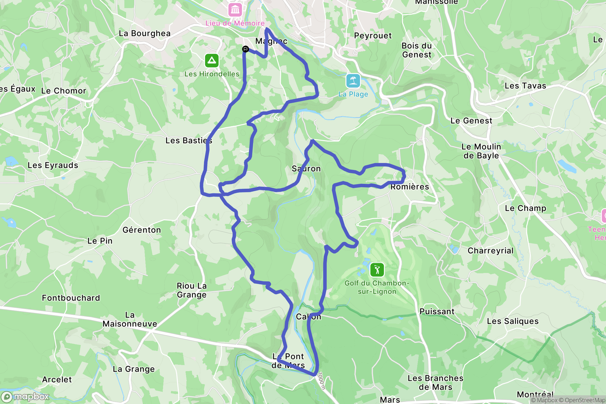Le Chambon-sur-Lignon : carte du parcours de randonnée - France