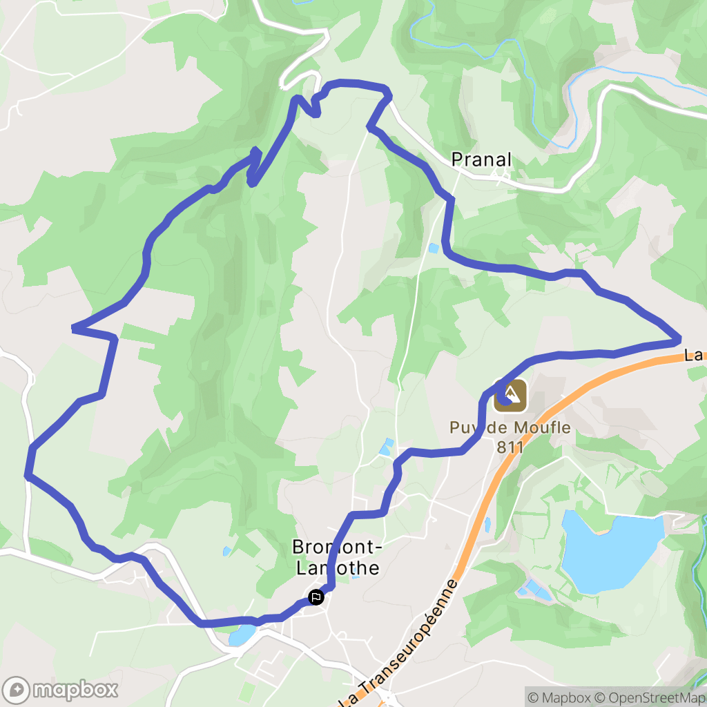 Bromont-Lamothe : carte du parcours de randonnée - France