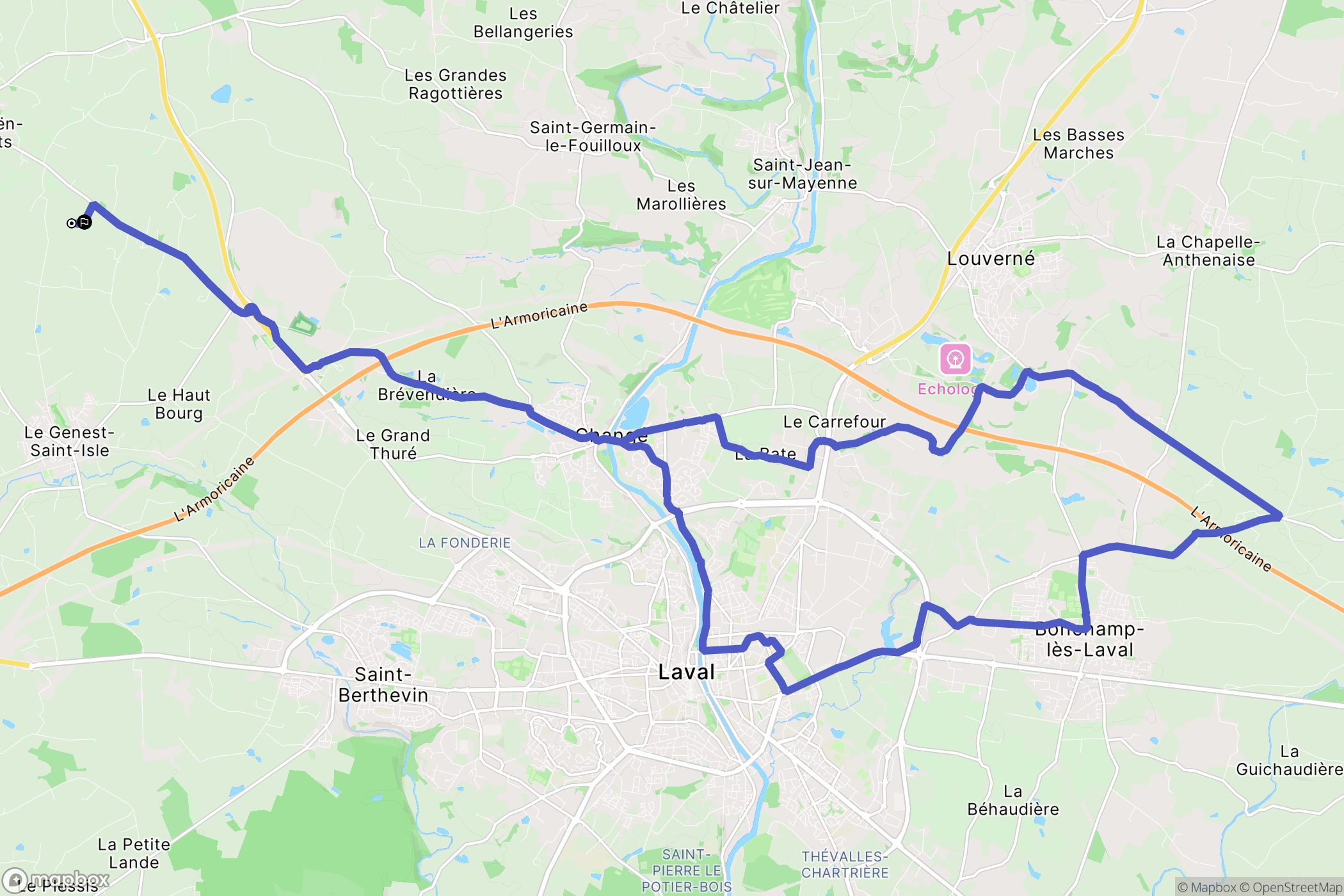 Le Genest-Saint-Isle : carte du parcours de randonnée - France