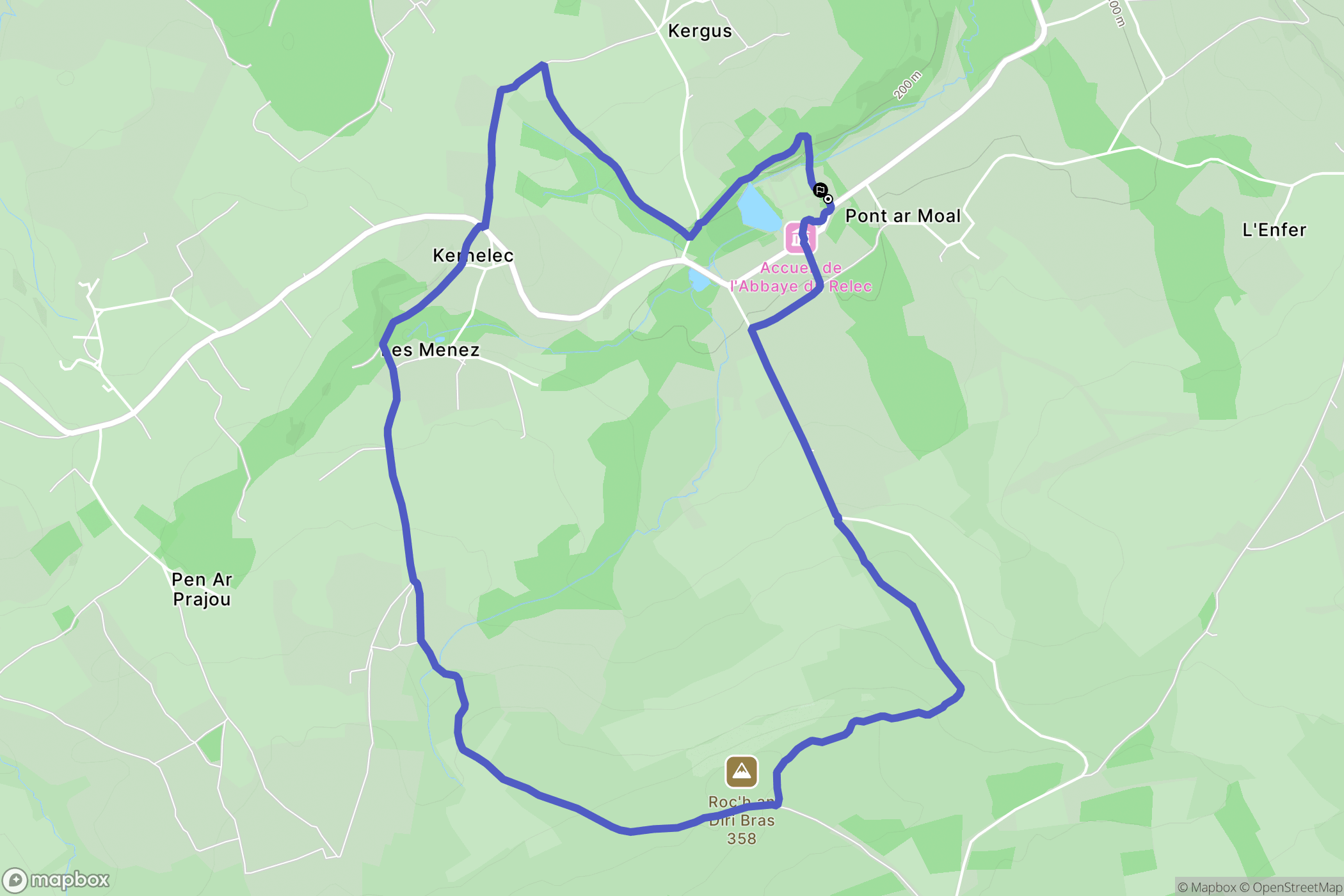 Plounéour-Ménez : carte du parcours de randonnée - France