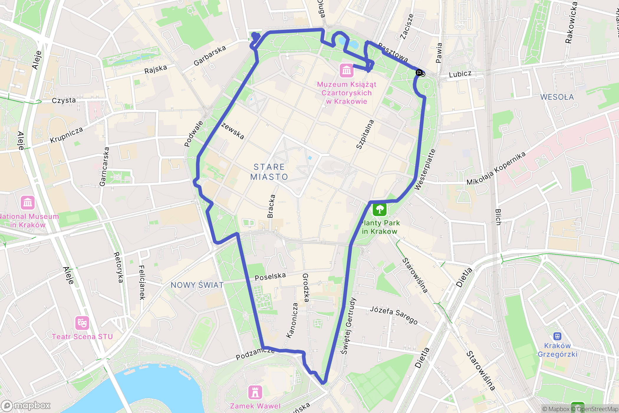 Kraków: mapa trasy - Poland