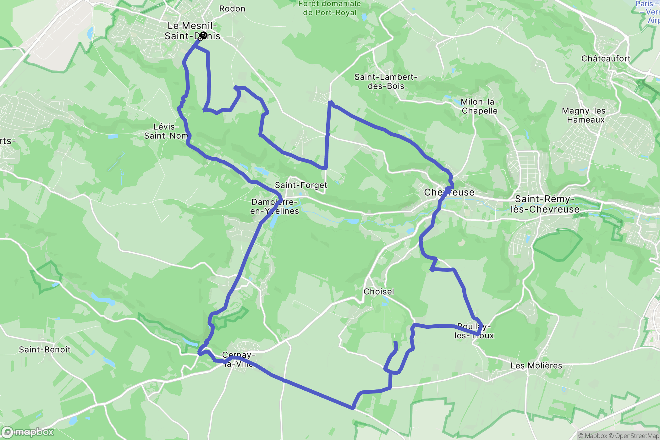 Le Mesnil-Saint-Denis : carte du parcours de randonnée - France