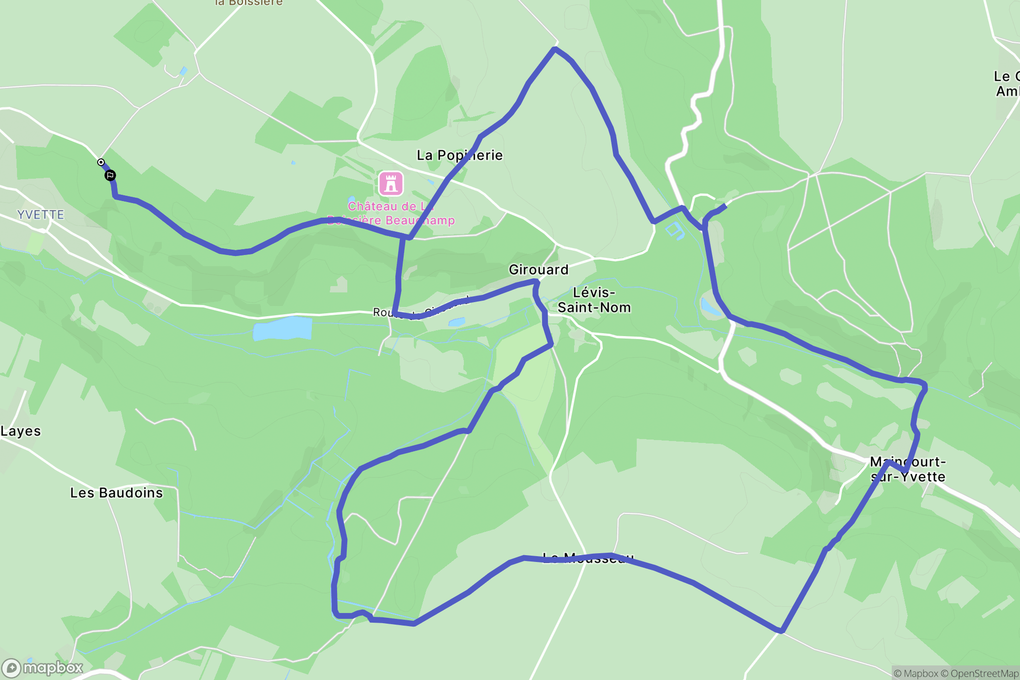 Lévis-Saint-Nom : carte du parcours de randonnée - France