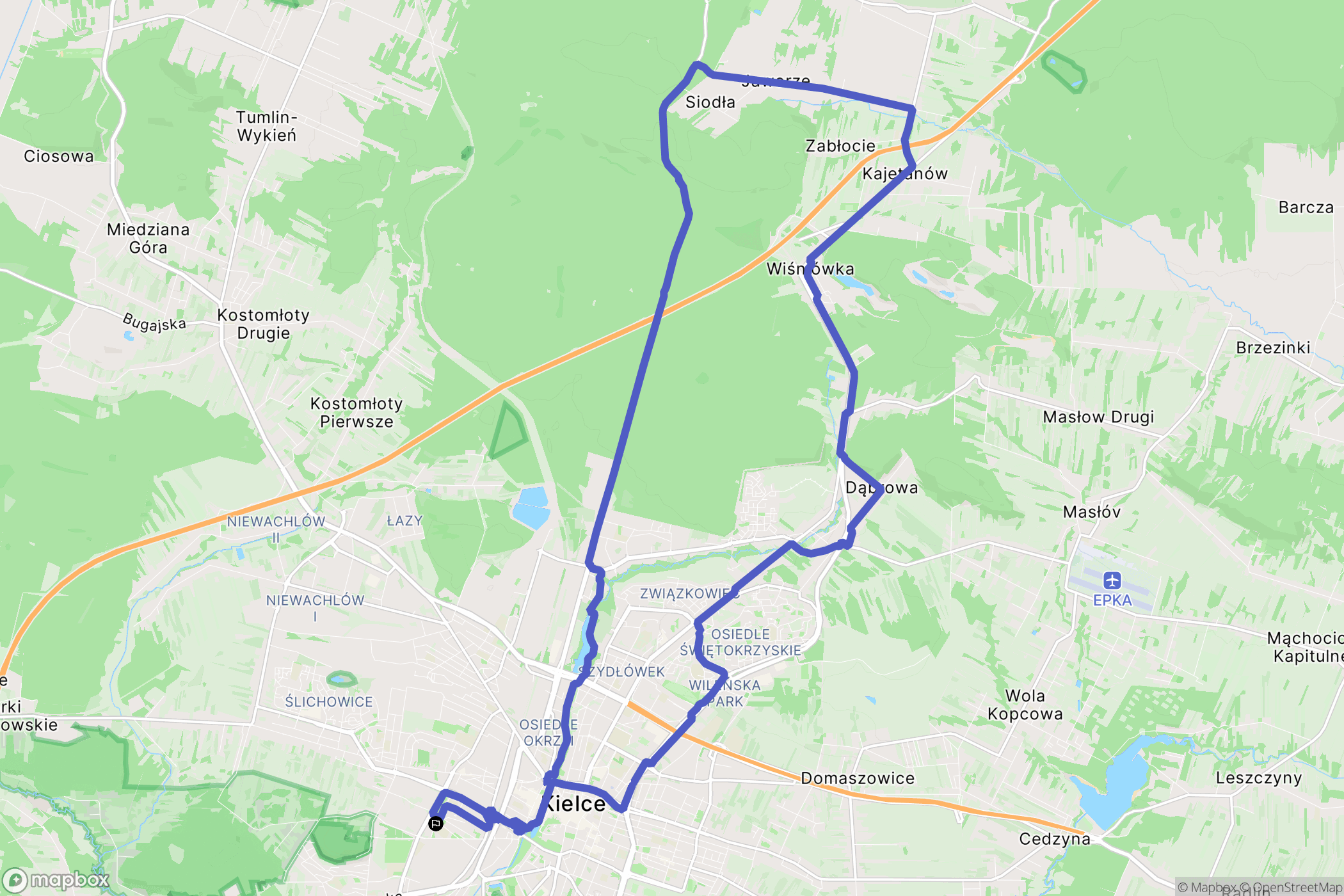 Kielce: mapa trasy - Poland