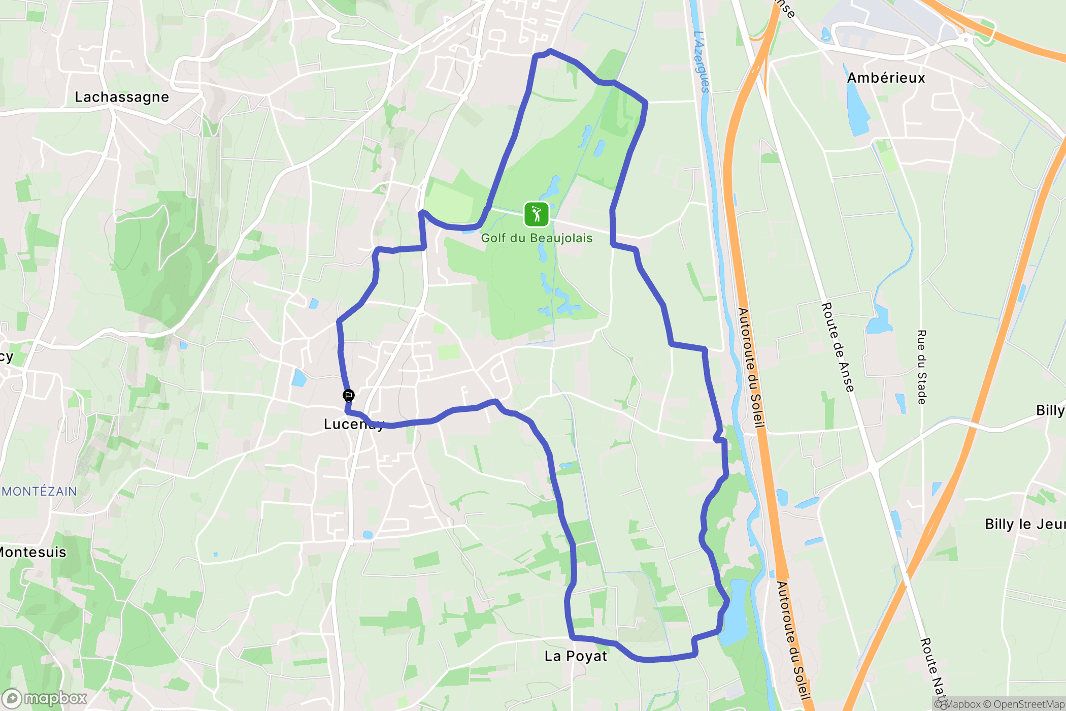 Lucenay : carte du parcours de randonnée - France