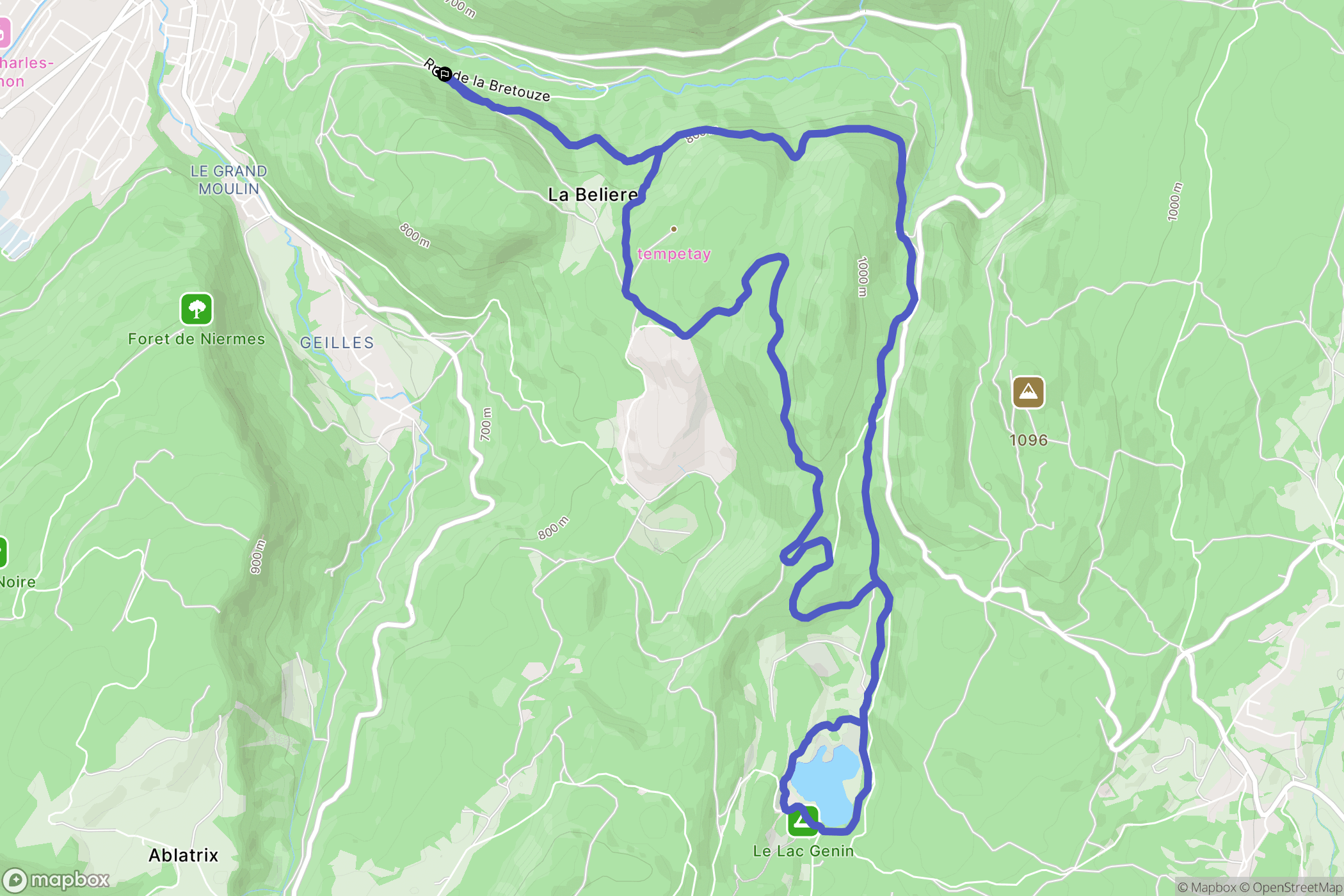 Oyonnax : carte du parcours de randonnée - France