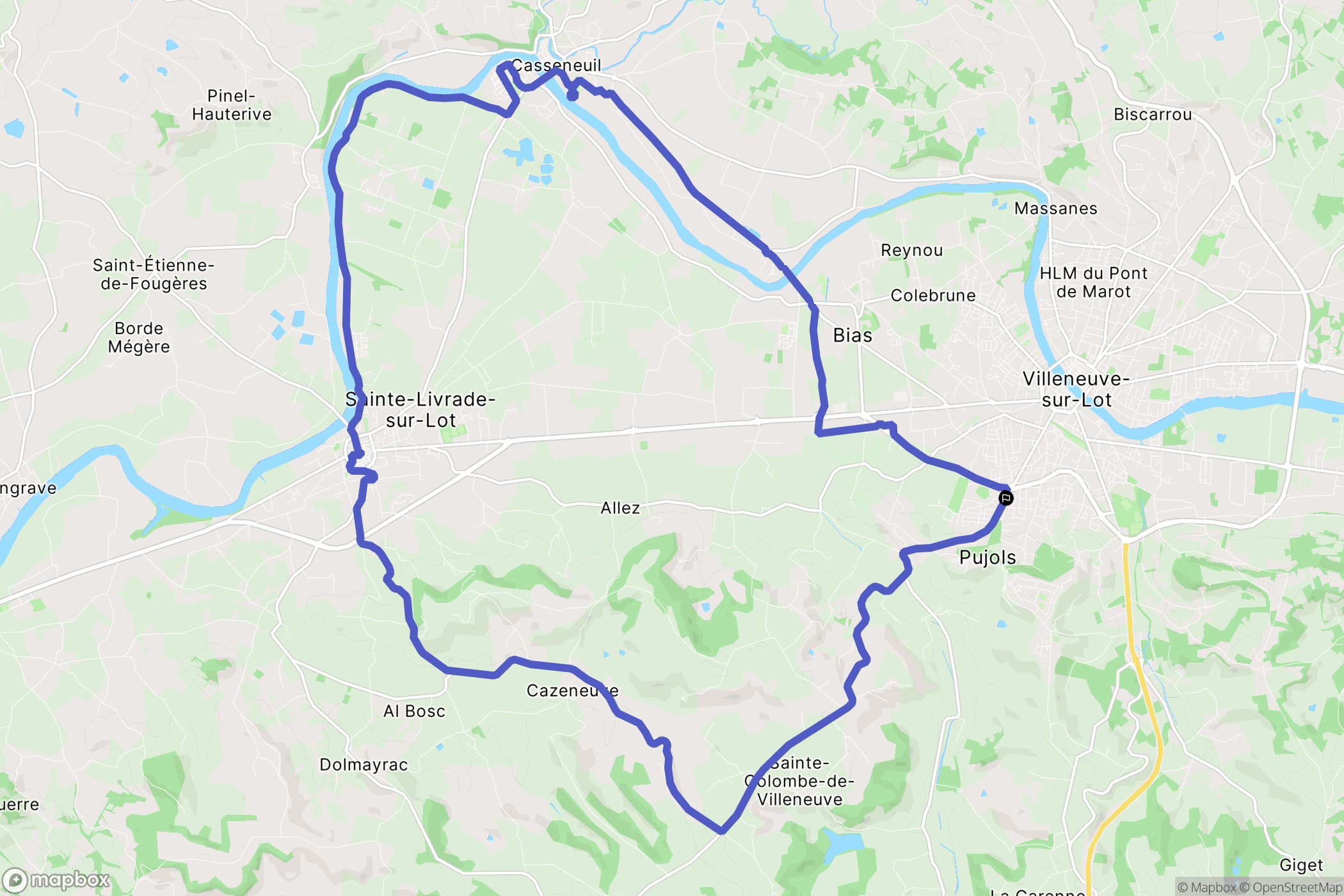 Pujols : carte du parcours de randonnée - France