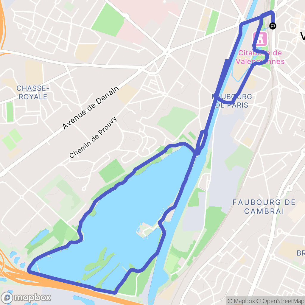 Valenciennes : carte du parcours de randonnée - France