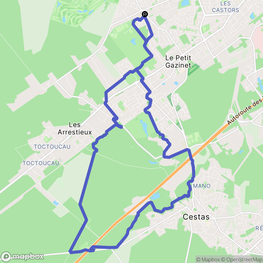Pessac : carte du parcours de randonnée - France