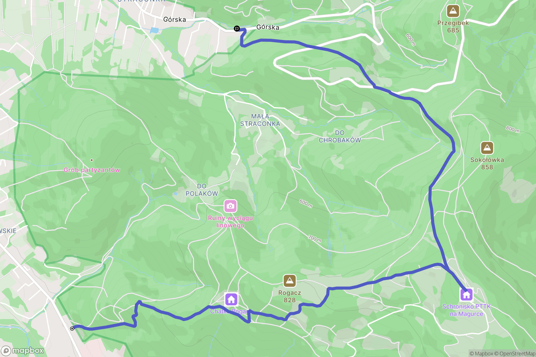 Wilkowice: mapa trasy - Poland