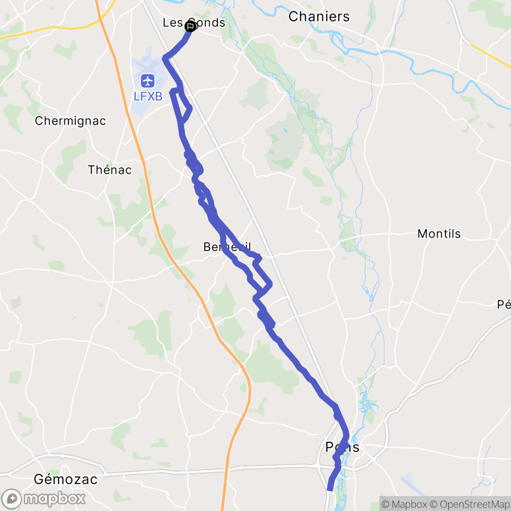 Les Gonds : carte du parcours de randonnée - France