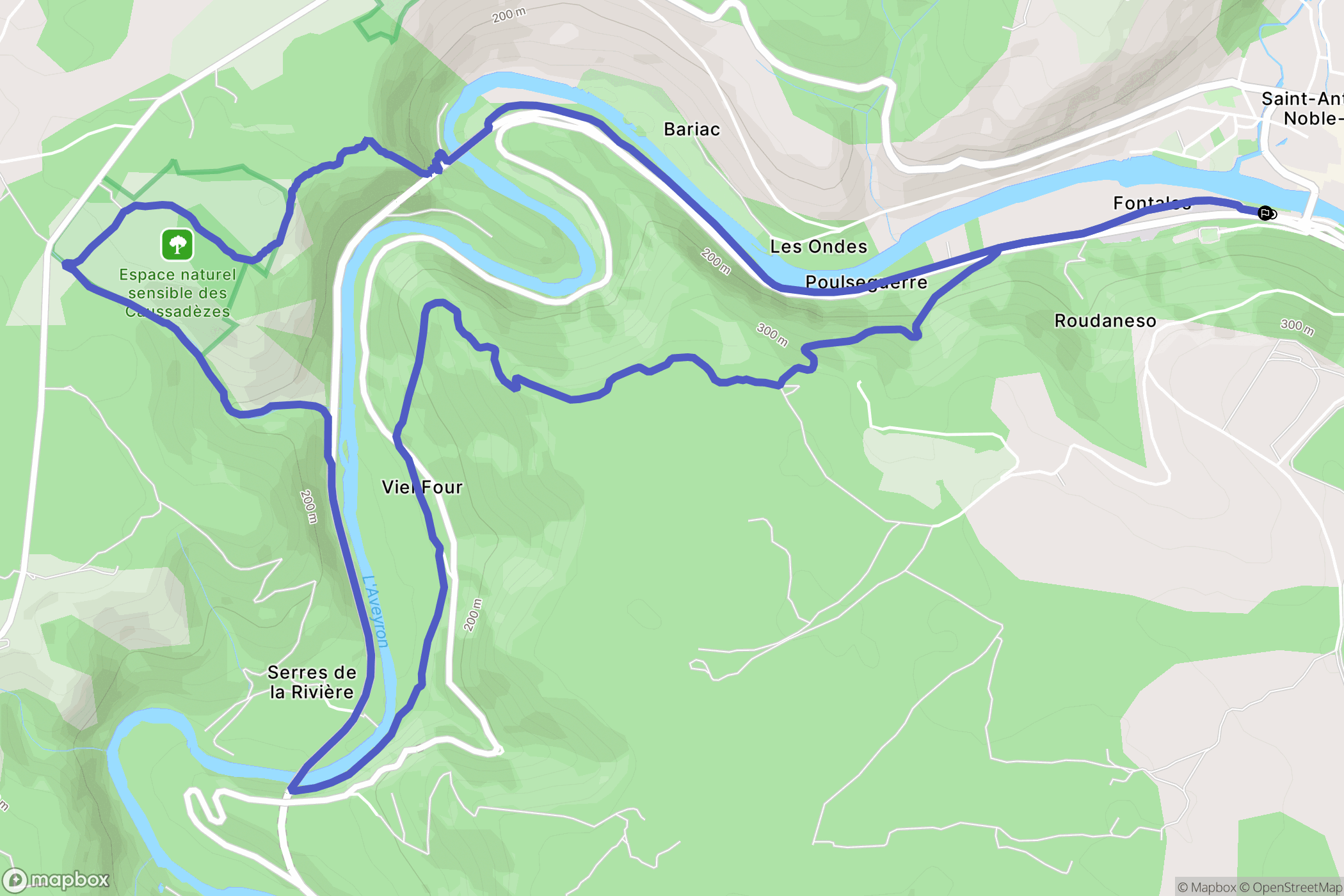 Saint-Antonin-Noble-Val : carte du parcours de randonnée - France