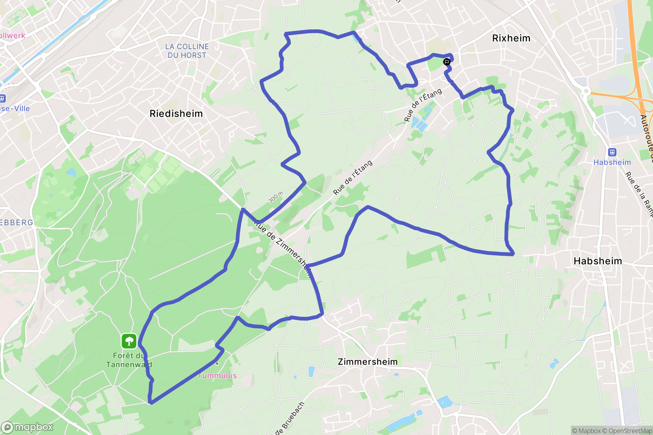 Rixheim : carte du parcours de randonnée - France