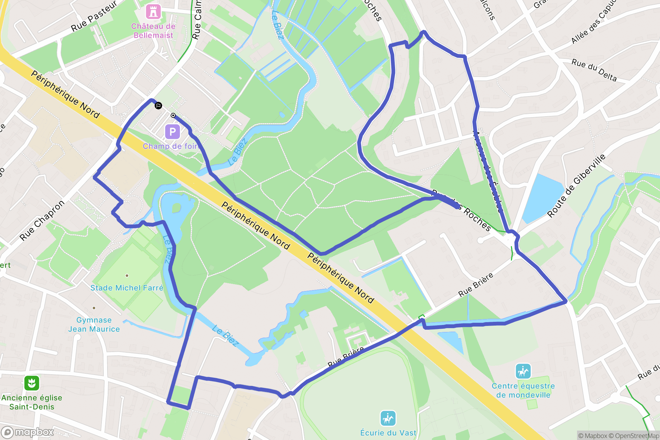 Mondeville : carte du parcours de randonnée - France