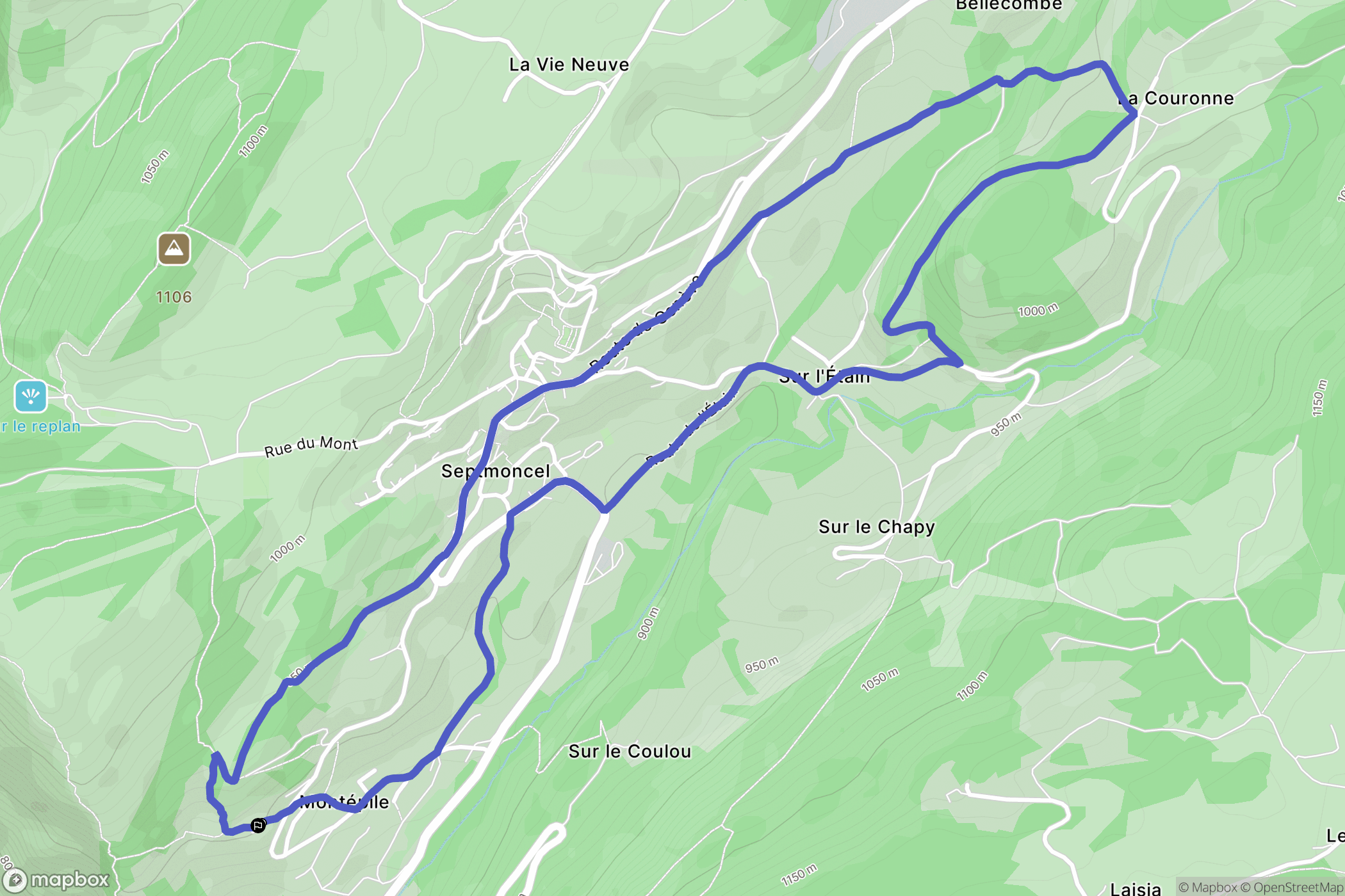 Septmoncel les Molunes : carte du parcours de randonnée - France