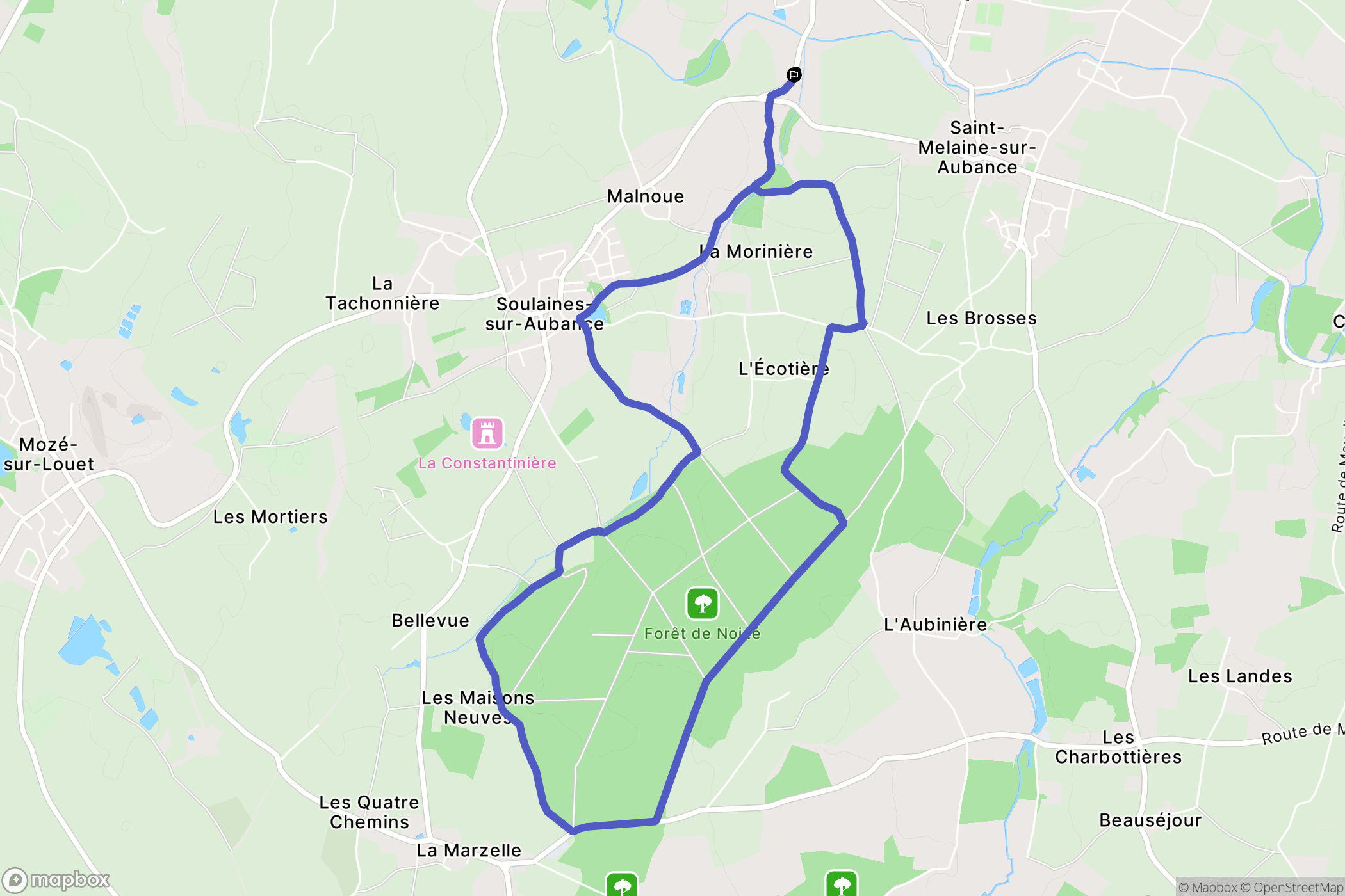 Soulaines-sur-Aubance : carte du parcours de randonnée - France