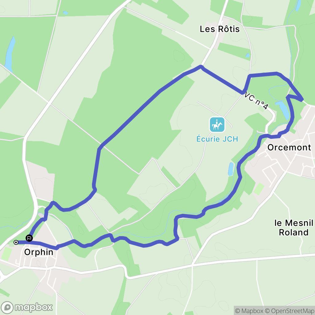 Orphin : carte du parcours de randonnée - France