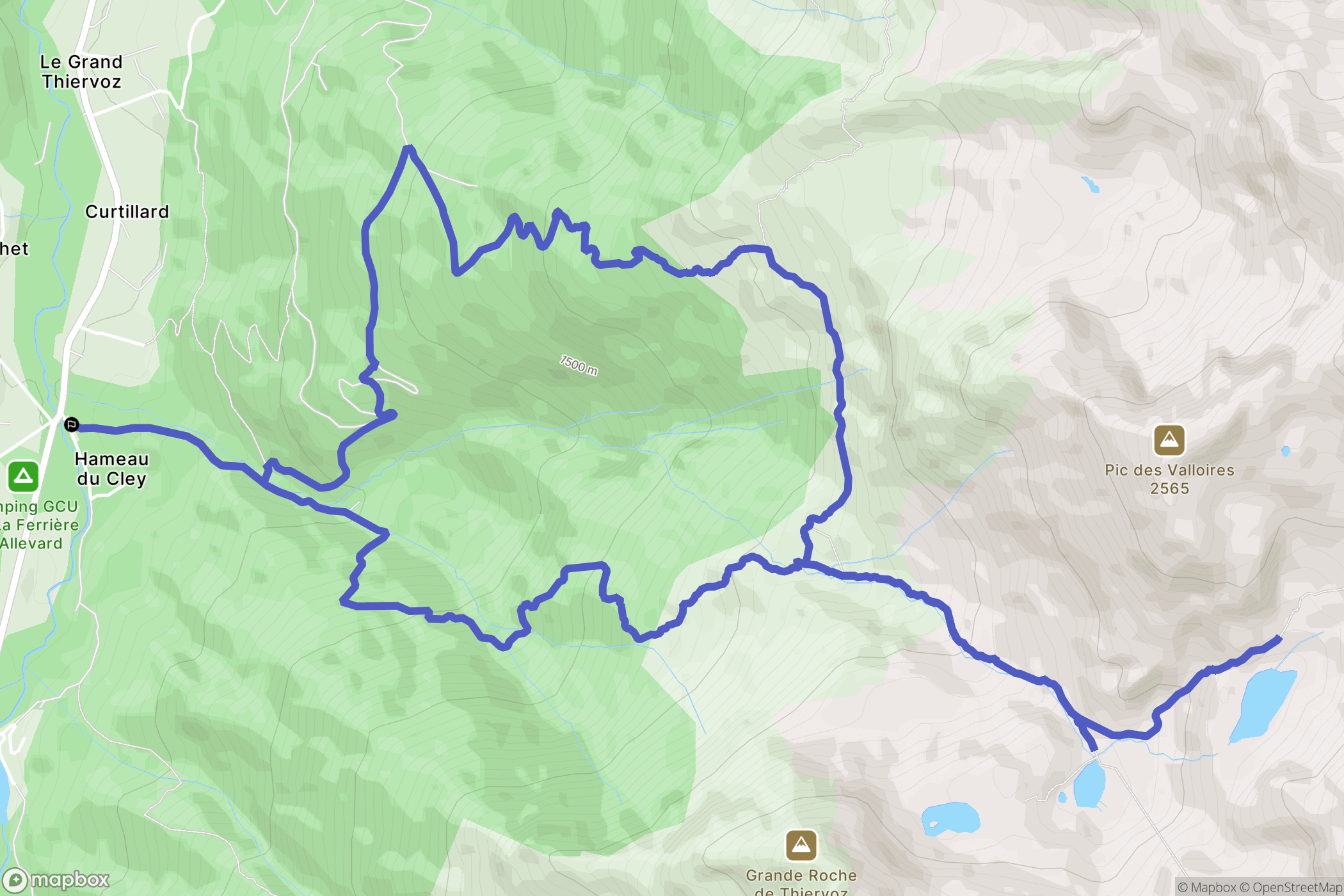 Le Haut-Bréda : carte du parcours de randonnée - France