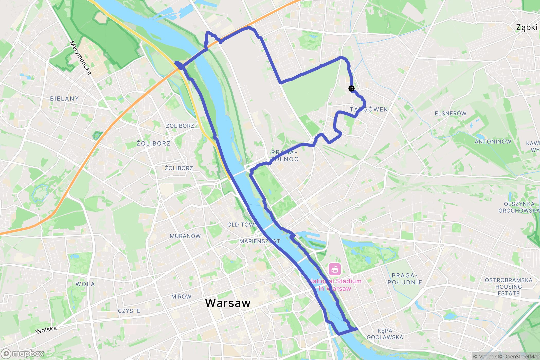 Warszawa: mapa trasy - Poland