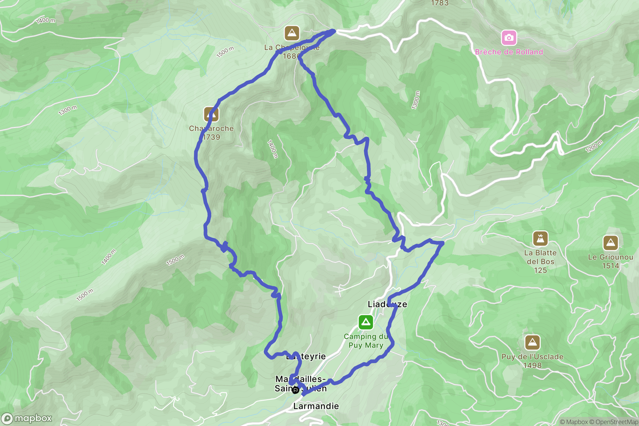 Mandailles-Saint-Julien : carte du parcours de randonnée - France