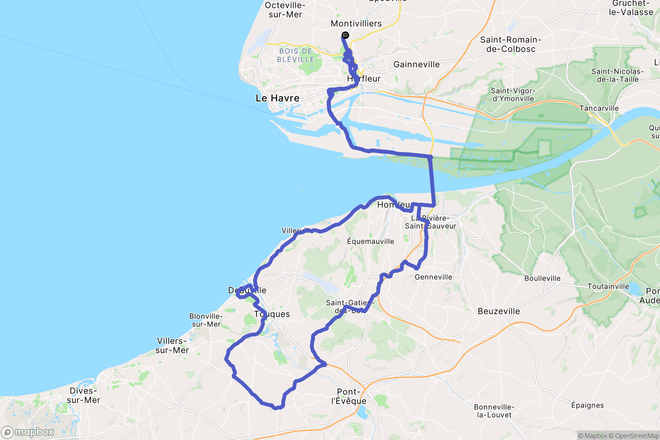 Montivilliers : carte du parcours de randonnée - France