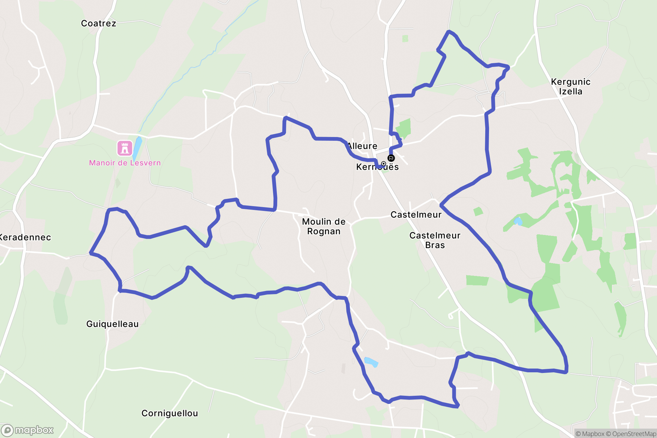 Kernouës : carte du parcours de randonnée - France
