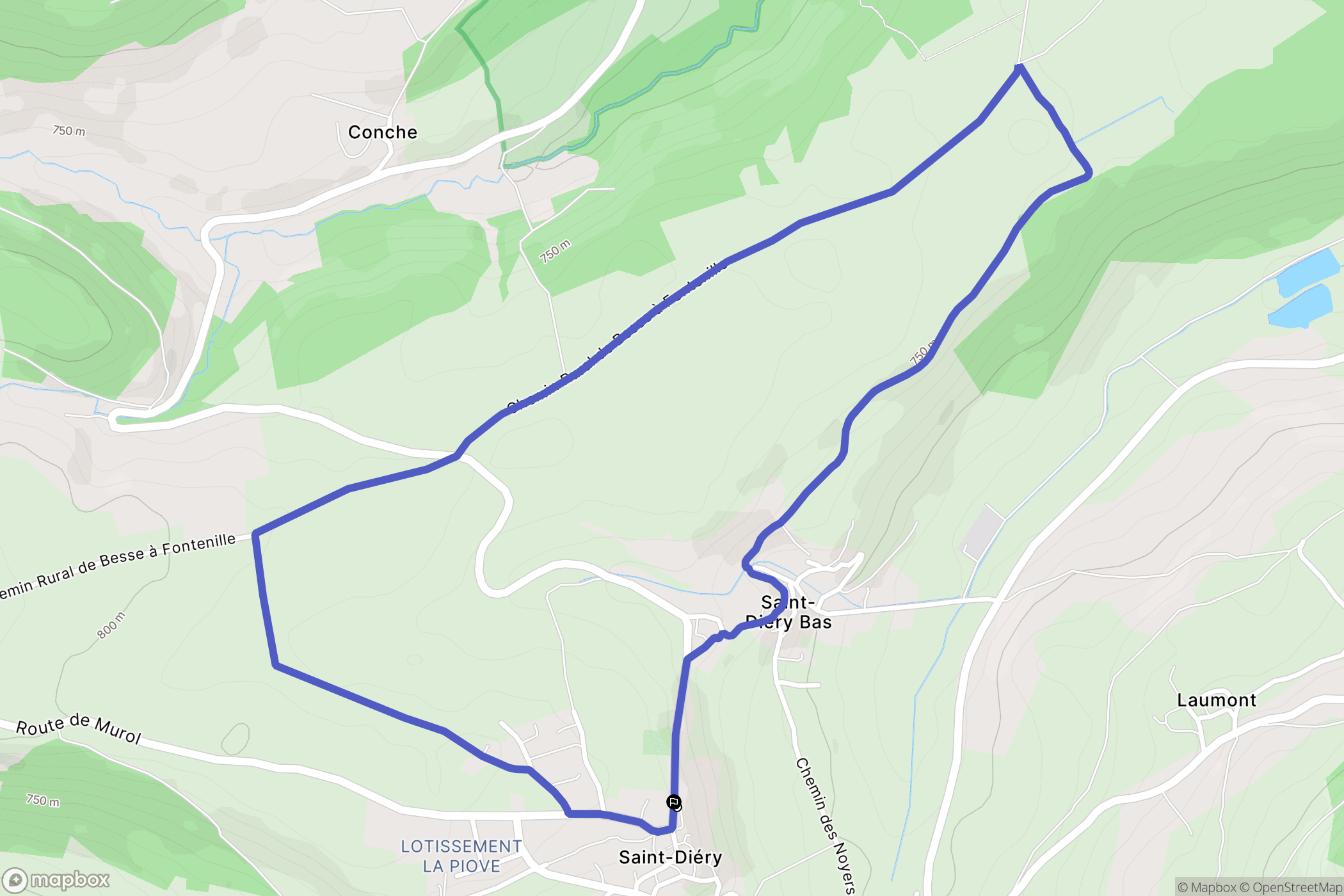 Saint-Diéry : carte du parcours de randonnée - France