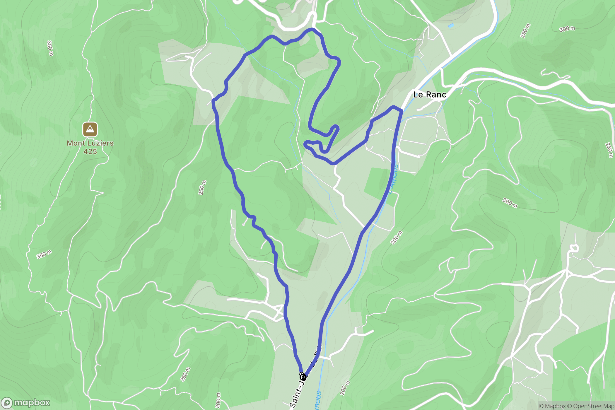 Générargues : carte du parcours de randonnée - France
