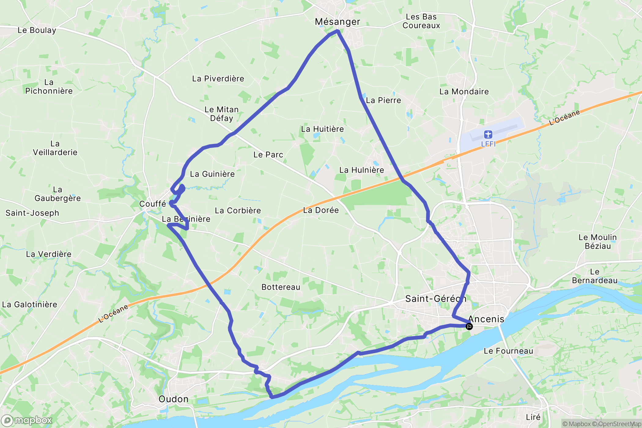 Ancenis-Saint-Géréon : carte du parcours de randonnée - France