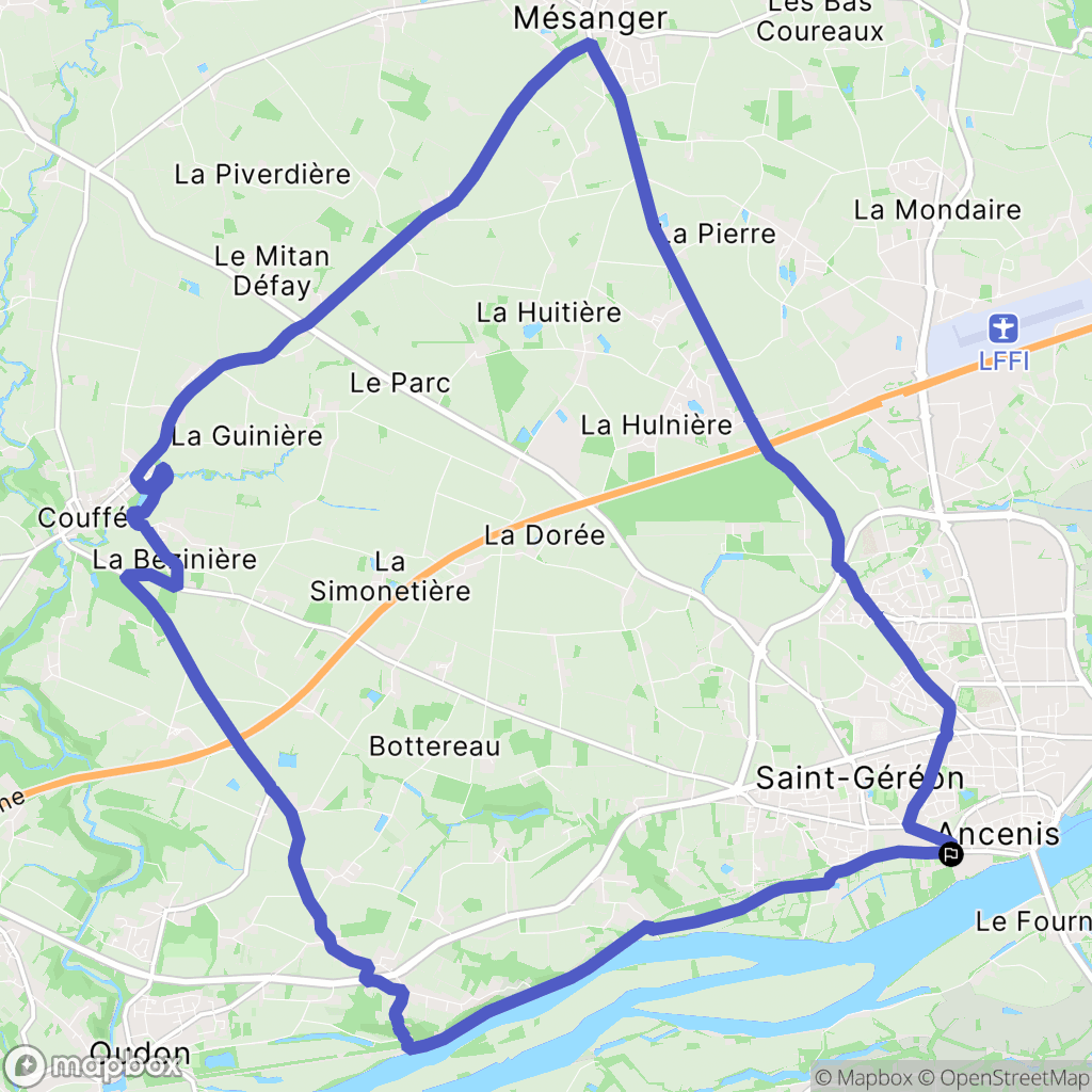 Ancenis-Saint-Géréon : carte du parcours de randonnée - France