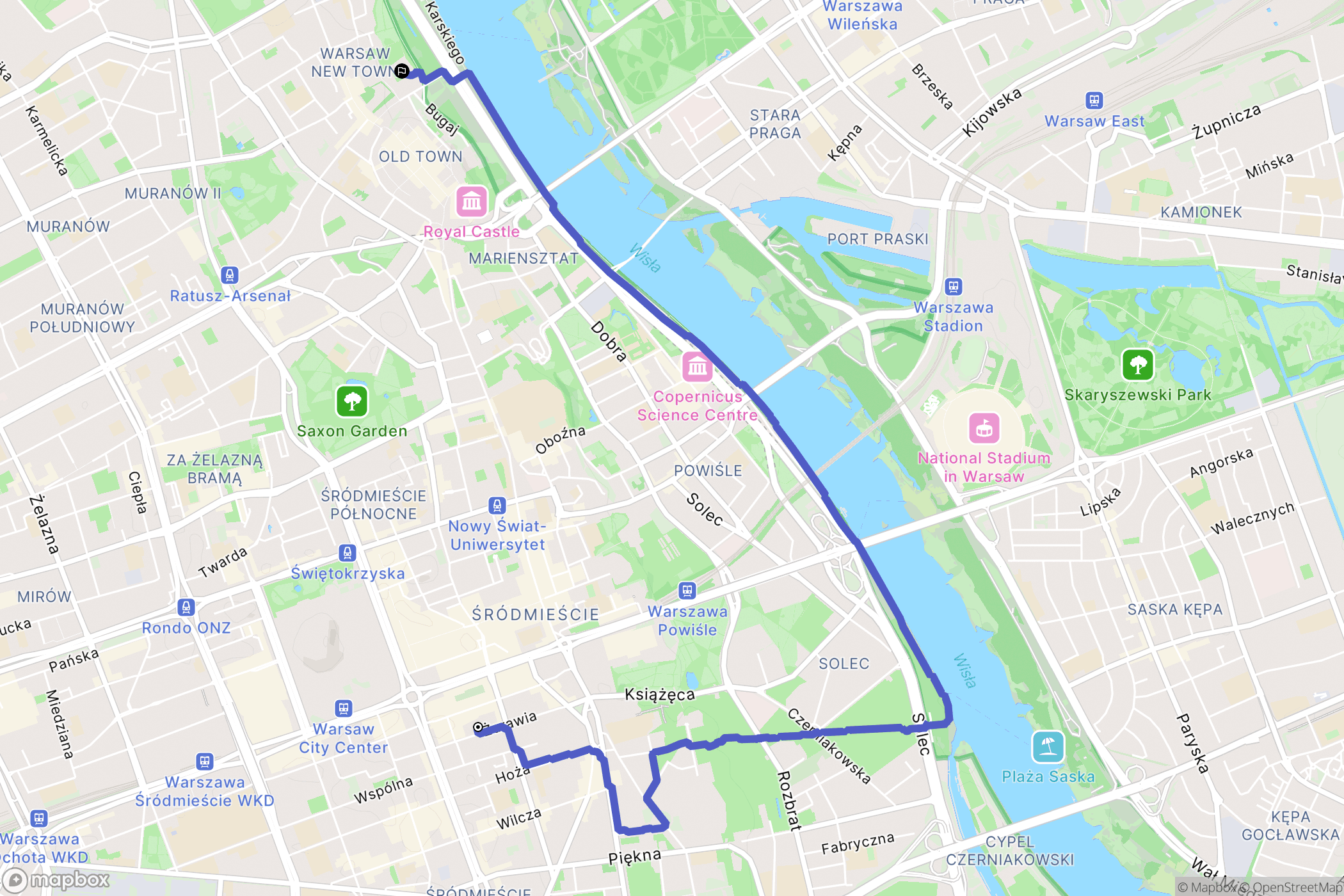 Warszawa: mapa trasy - Poland