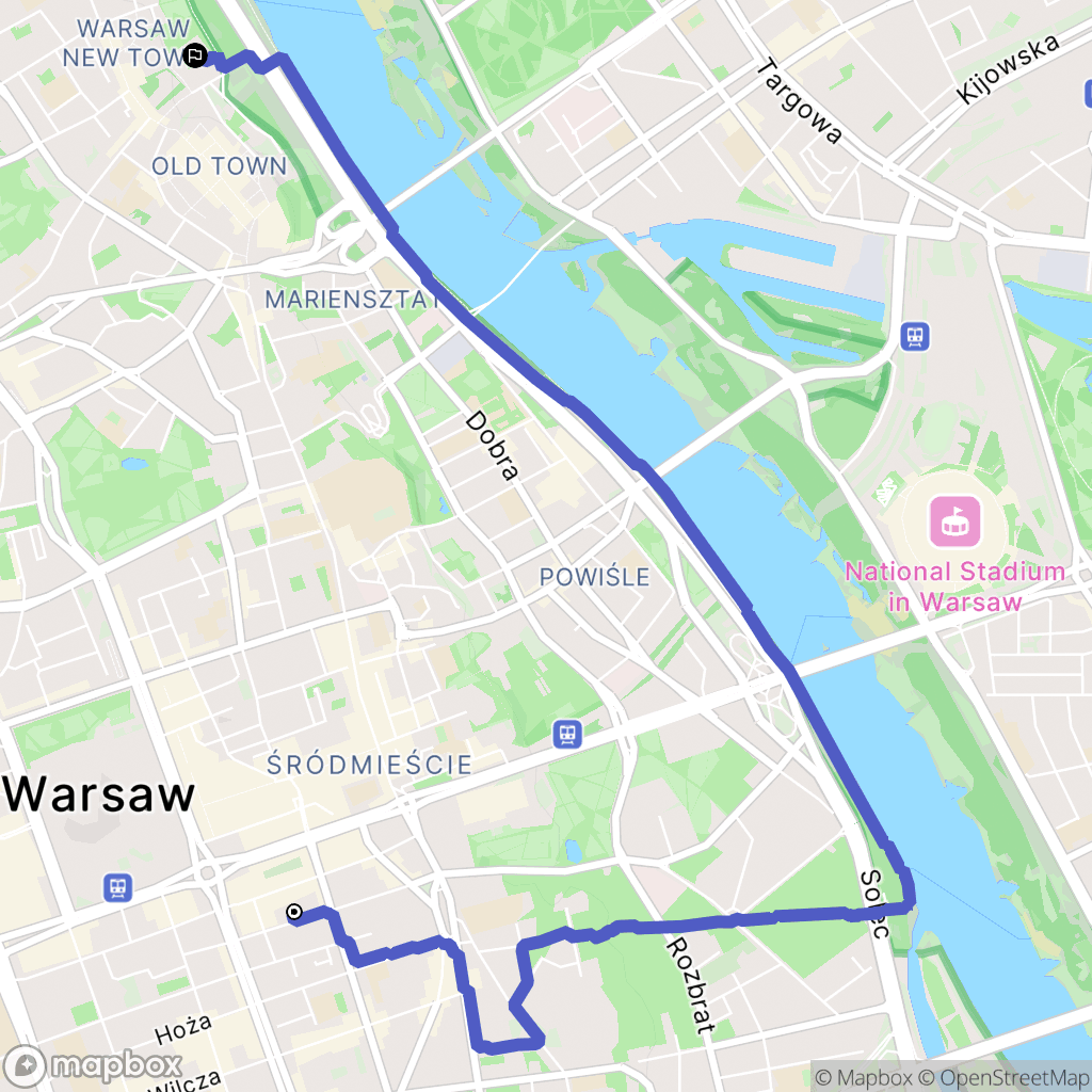 Warszawa: mapa trasy - Poland