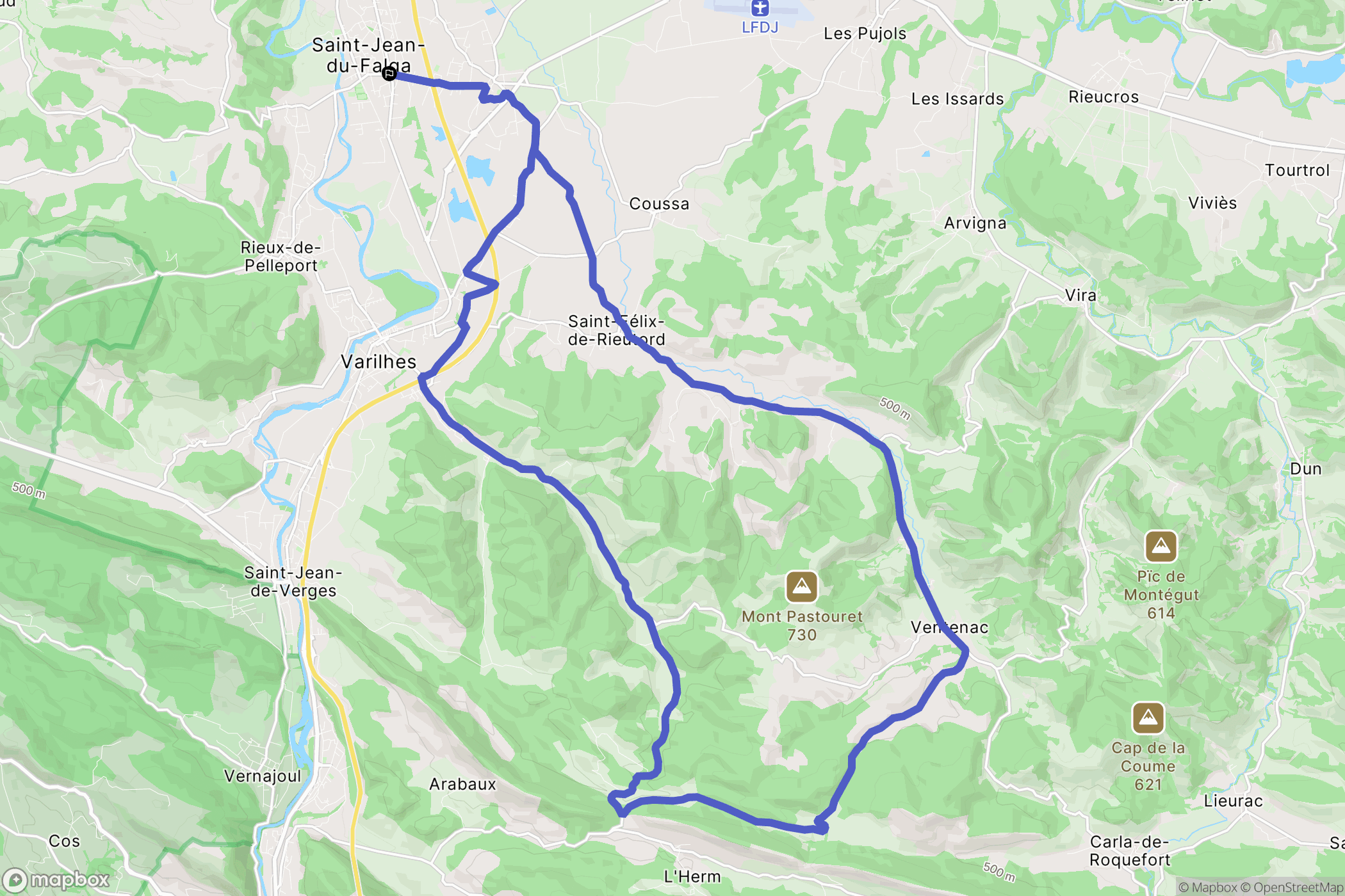 Saint-Jean-du-Falga : carte du parcours de randonnée - France