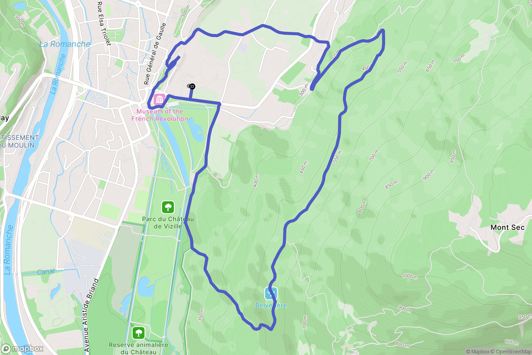 Vizille : carte du parcours de randonnée - France