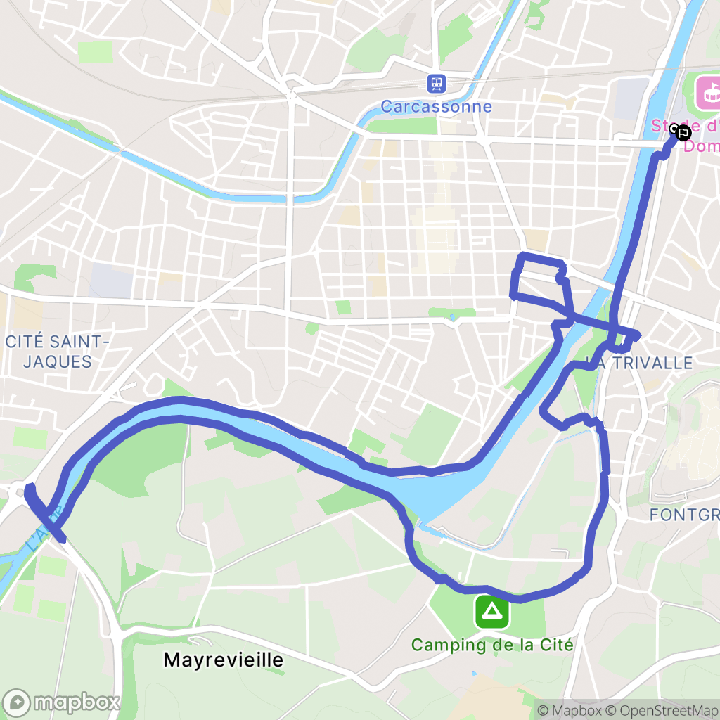 Carcassonne : carte du parcours de randonnée - France