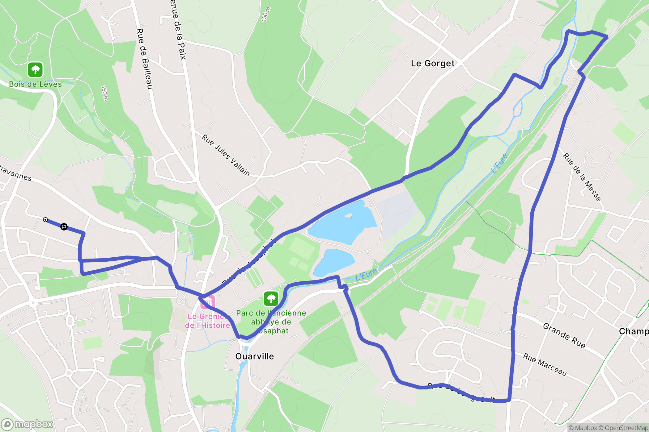 Lèves : carte du parcours de randonnée - France