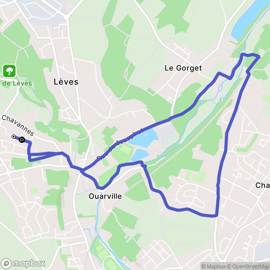Lèves : carte du parcours de randonnée - France