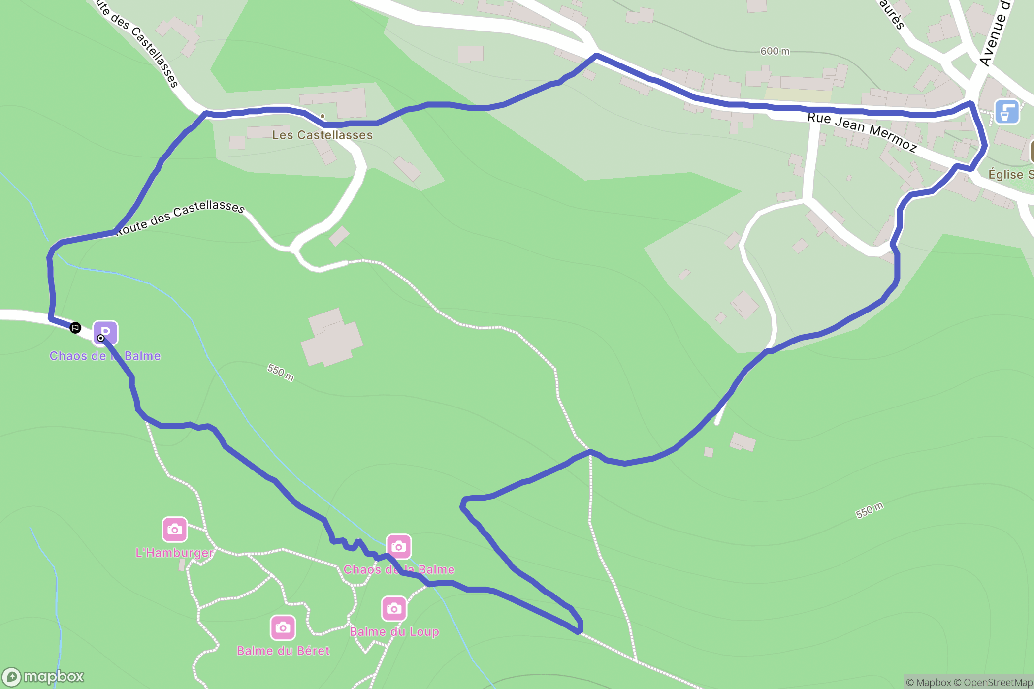 Saint-Salvy-de-la-Balme : carte du parcours de randonnée - France